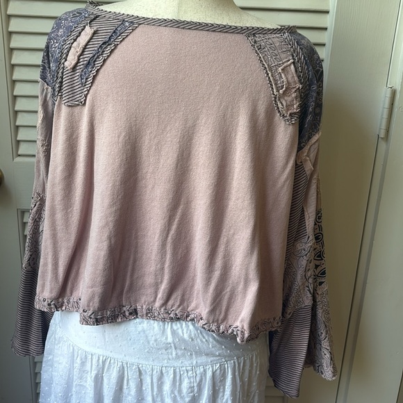 Bohemian Patchwork Top in Beige and Blue - Picture 4 of 15